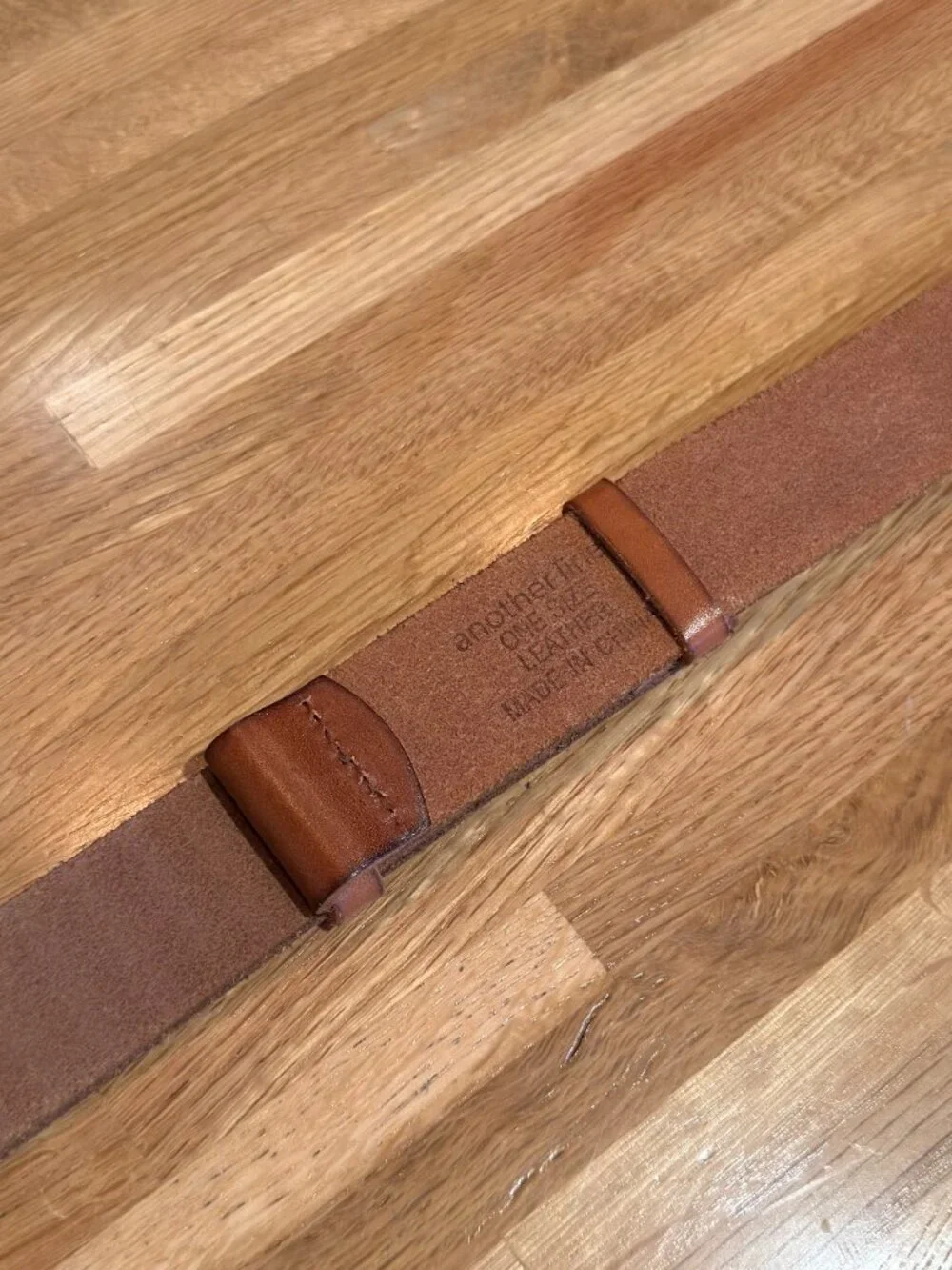 Another Line Brown Leather Belt with Brass Buckle